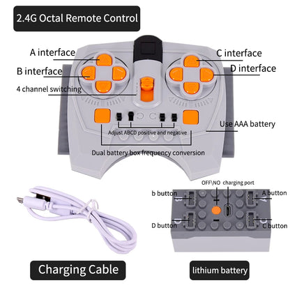 MOC High-Tech Power Functions Servo Motor Polarity Switch Light Set IR Speed Remote Control Receiver Battery Box DIY toys