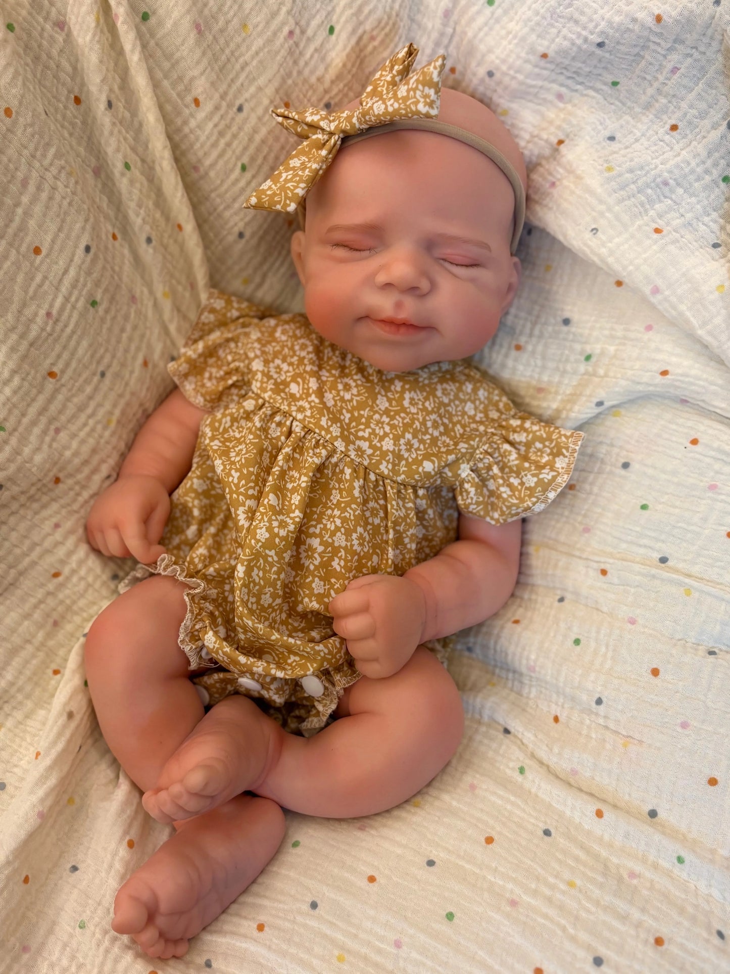 13 Inch Asleep Silicone Reborn Doll Can Open Mouth Baby Girl Doll Handmade Lifelike Newborn Doll For Birthday Gifts