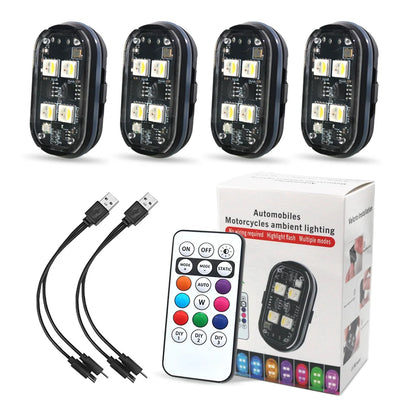 4/8Pcs Wireless Rechargeable LED Strobe Decor Lights, 8-Colors USB Waterproof Anti-Collision LED Car Flashing Warning Light