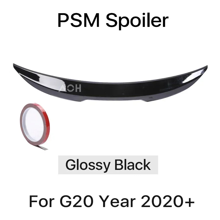 Carbon Fiber Rear Bumper Spoiler Lip For BMW 3 Series G20 2020-2023 MP M3 M4 PSM Style Slim Trunk Wing Kit Refting Gloss Black