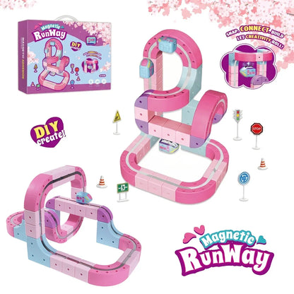 FUNXINEE NEW Technical Magnetic Track Car Electric Train Set Anti Gravity Railcar STEM DIY Building Blocks Vehicle Gift Girls