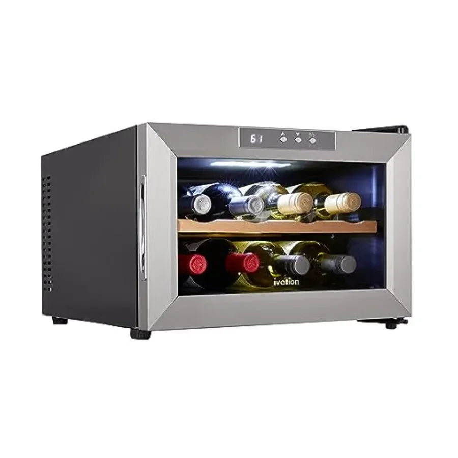 Counter Top Thermoelectric Wine Cooler for Red White Wine Red Finish, Digital Temperature Control, Quiet Freestanding Refrigera