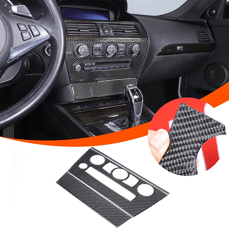 For BMW 6 Series E63 E64 2004-2010 Soft Carbon Fiber Gear Shift Air Outlet Window Lift Panel Dec Car Interior Accessory Sticker