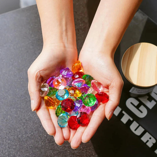 250PCS Pirate Treasure Chest Pool Diving Toys Acrylic Diamond Gems Small 19MM Vase Fillers Party Favors For Boys And Girls