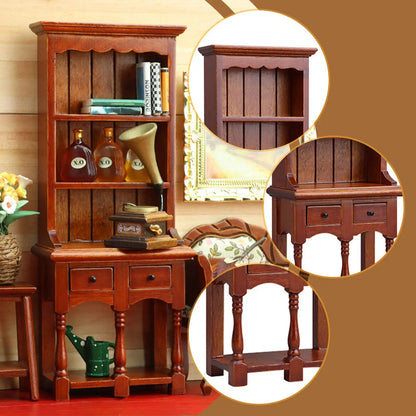 1:12 Scale Dollhouse Bookcase Wooden Miniature Cabinet for Living Room Decor