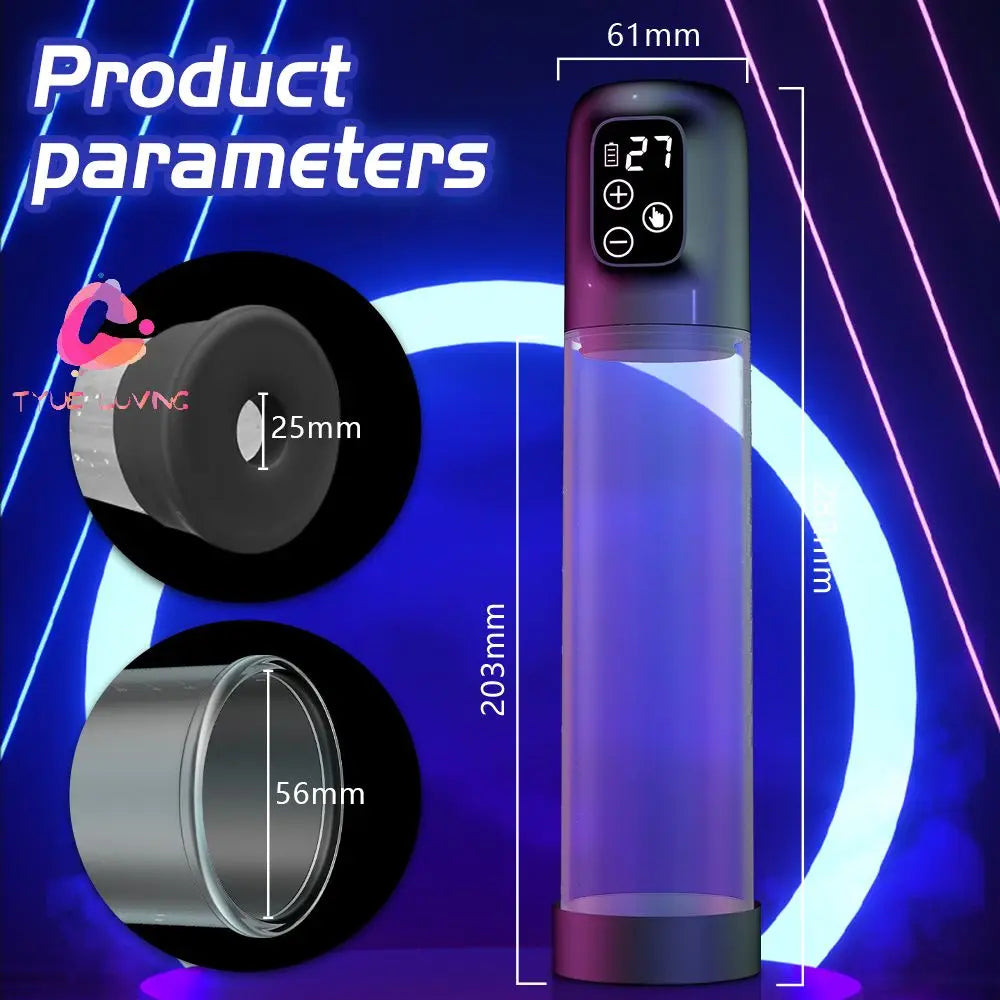 Automatic Electric Penis Pump Male Enlargement Erection Trainer Rechargeable Smart LCD Display IPX7 Waterproof Vacuum Device