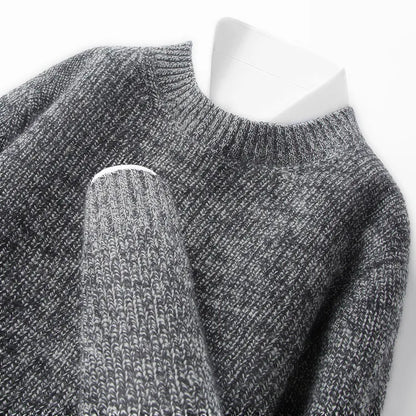 Men’s 7-Needle Wool Sweater, 100% Wool Heavyweight, Autumn Winter Thickened, Brown Coffee 4 Colors