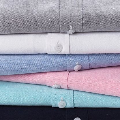 Quality 100% Cotton Oxford Shirt For Mens Long Sleeve Casual Business Regular-Fit Formal Dress Shirts Social Blouse Male Clothes