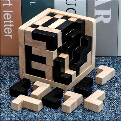 3D Cube Puzzle Luban Interlocking Creative Educational Wooden Toy Brain IQ Mind Early Learning Game Gift For Children Letter 54