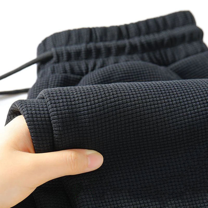 Men's Fleece Lined Sports Straight Leg Long Pants Autumn Winter Large Size Casual Comfortable Sweatpants Youth Trend Black