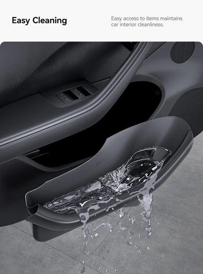 YZ For Tesla Model 3 Y Highland Juniper Car Door Side Storage Box Front Rear Side TPE Door Storage Organizer Tray Accessories