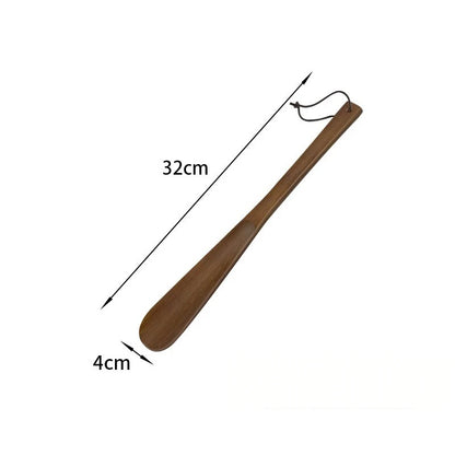 Solid Wood Shoe Horn Extended Handheld Household Footwear Pull Helper for Pregnant Women Elderly Bend-Free Shoe  Lifter