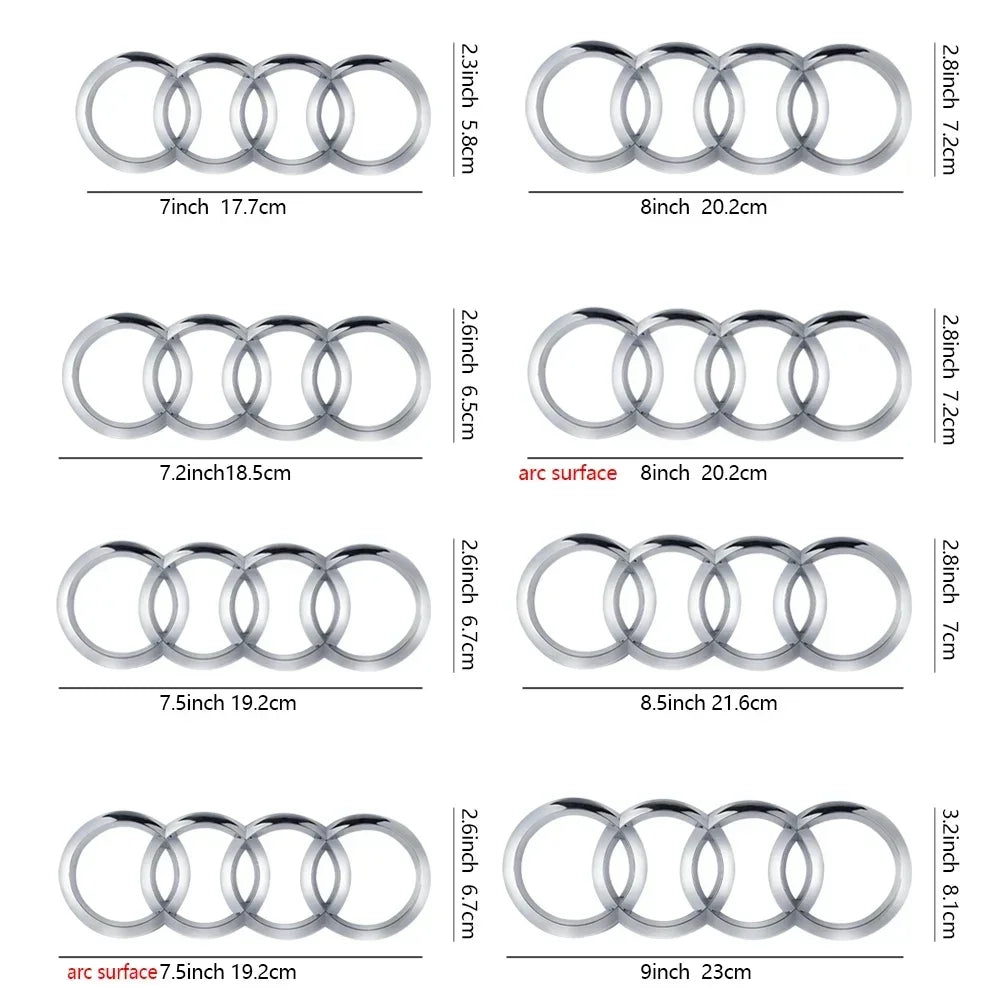 Black Silver ABS 4 Ring Car Hood Bonnet Front Grill Trunk Rear Emblem Logo Badge Sticker For Audi A3 A4 A5 A6 A7 TT Q2 Q3 Q5 Q8
