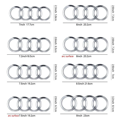 Black Silver ABS 4 Ring Car Hood Bonnet Front Grill Trunk Rear Emblem Logo Badge Sticker For Audi A3 A4 A5 A6 A7 TT Q2 Q3 Q5 Q8