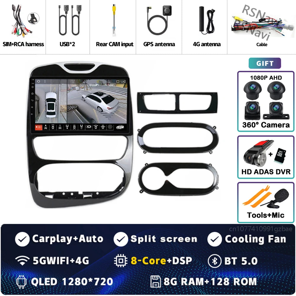 Android 15 Carplay Auto WIFI+4G For Renault Clio 3 4 2012 2013 2015 - 2018 Car Radio GPS Stereo Multimedia Player 2din Wireless