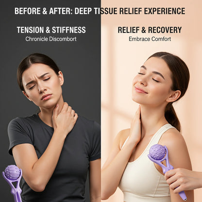Handheld Acupoint Massage Roller Stick Portable Deep Tissue Fascia Massager for Full Body Muscle Relaxation Trigger Point Therap