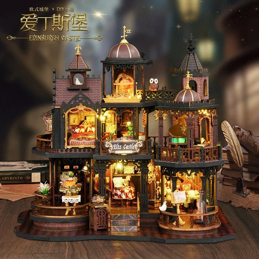 DIY Wooden Miniature Doll Houses Kits Handmade 3D Puzzle Assembly Building With Furniture Lights Dollhouses For Christmas Gift