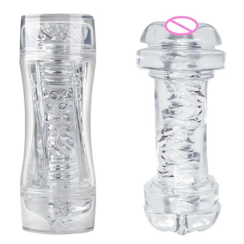 Male 3D Manual Soft Pussy Sex Toys Transparent Vagina Masturbator Realistic Adult Endurance Exercise Sex Toy Pocket Cup for Men