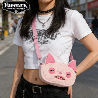 Original Fuggler Funny Ugly Teeth Monster Plush Toys Shoulder Bag Wide Eyed Weirdo Sphynx Cat Sir Belch Peluche Dolls Crossbags