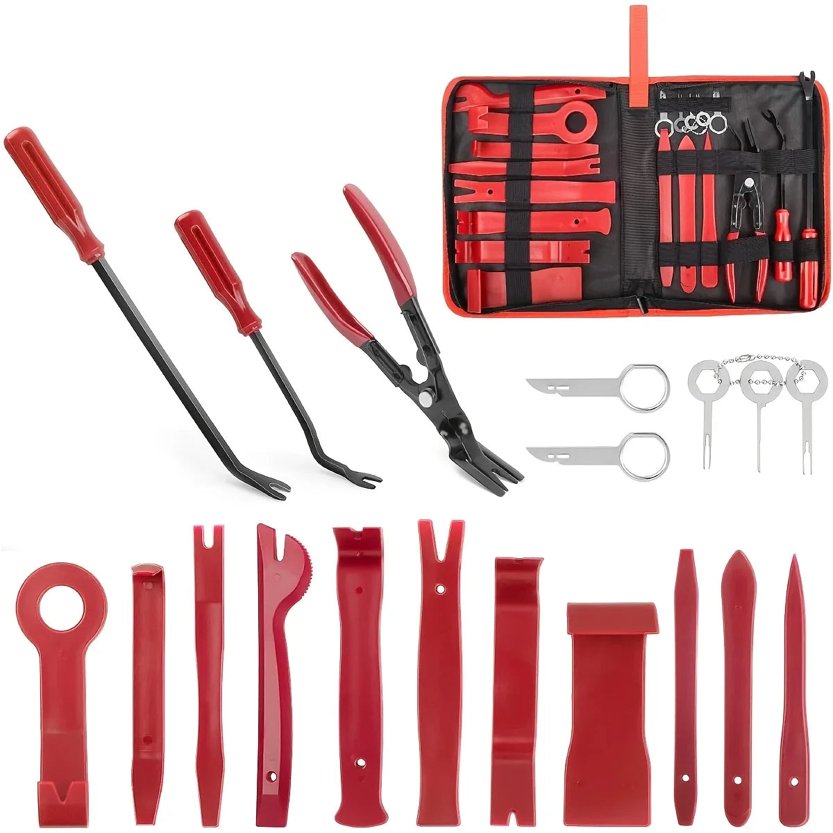 19Pcs Trim Removal Tool Set Panel Fastener Clips Removal Automotive Upholstery Pliers Removal Install Car Tool for Trim Panel