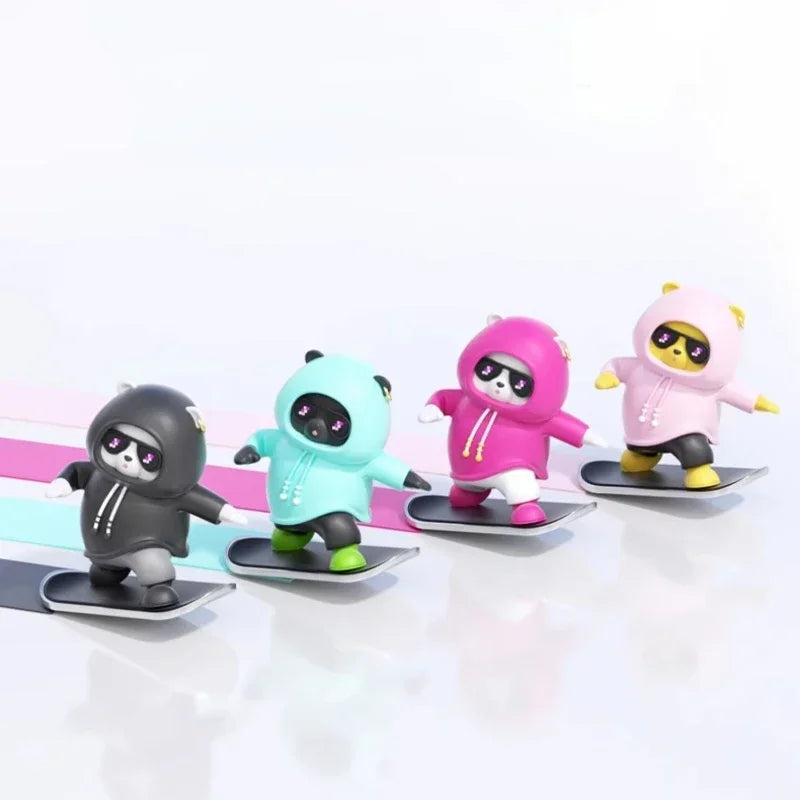 2024 New Dashboard Car Ornaments Skateboard Bear Sliding Bear Creative Car Cartoon Interior Decoration Interior Accessories