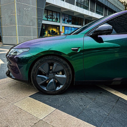 Car Wrap Vinyl Film Glossy PET Diamond Purple&Green PVC Car Engine Hood Decal Self Adhesive Motorcycle Auto Body Decoration Film