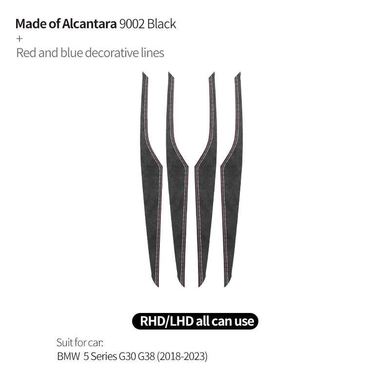 For BMW 5 Series G30 G38 Car Door Inner Handle Decorative Trim Frame Sticker Premium Interior Accessories Made of Alcantara