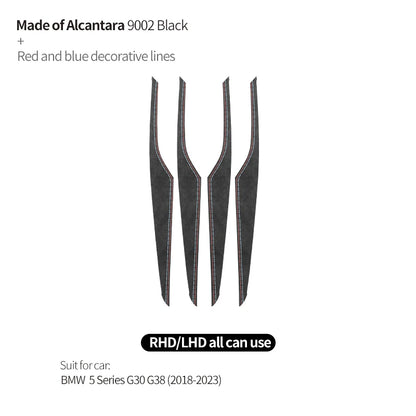 For BMW 5 Series G30 G38 Car Door Inner Handle Decorative Trim Frame Sticker Premium Interior Accessories Made of Alcantara