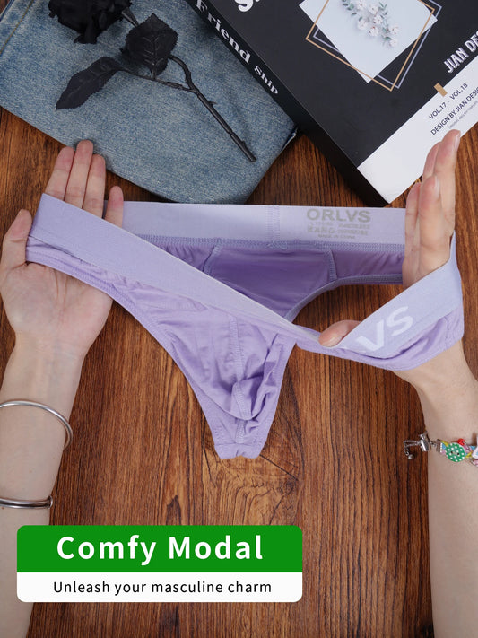 Men's ORLVS Ice Silk Modal Thongs Soft Breathable Low Rise Comfortable Underwear