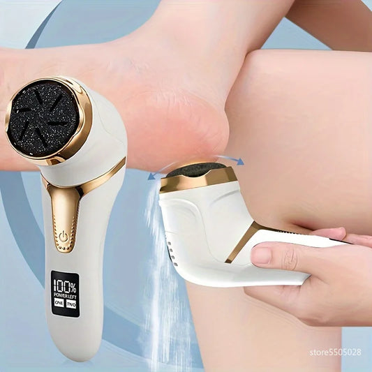 Electric Foot File Callus Remover, 3 Heads Auto Dust Vacuuming Rechargeable 2 Speed Heel Dead Skin Grinder with Pedicure Tools