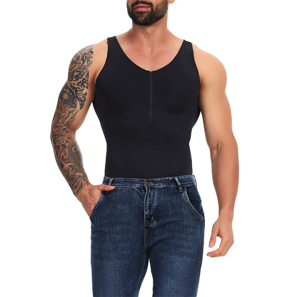 Men's Full Body Shaper Tummy Control Shapewear Slimming Compression Underwear With Zipper Bodysuit Undershirt Fajas Para Hombres