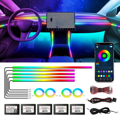 For Tesla Model 3 Model y Car Ambient Lights RGB 64Colors LED Interior Hidden Acrylic Strip Symphony Atmosphere Lamp Accessories