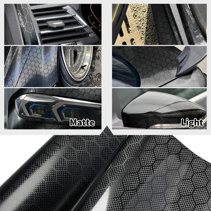 Carbon Fiber Sticker High Gloss Honeycomb Vinyl Wrap Film Waterproof Adhesive Auto Body Decoration Decal Tunning Car Accessories