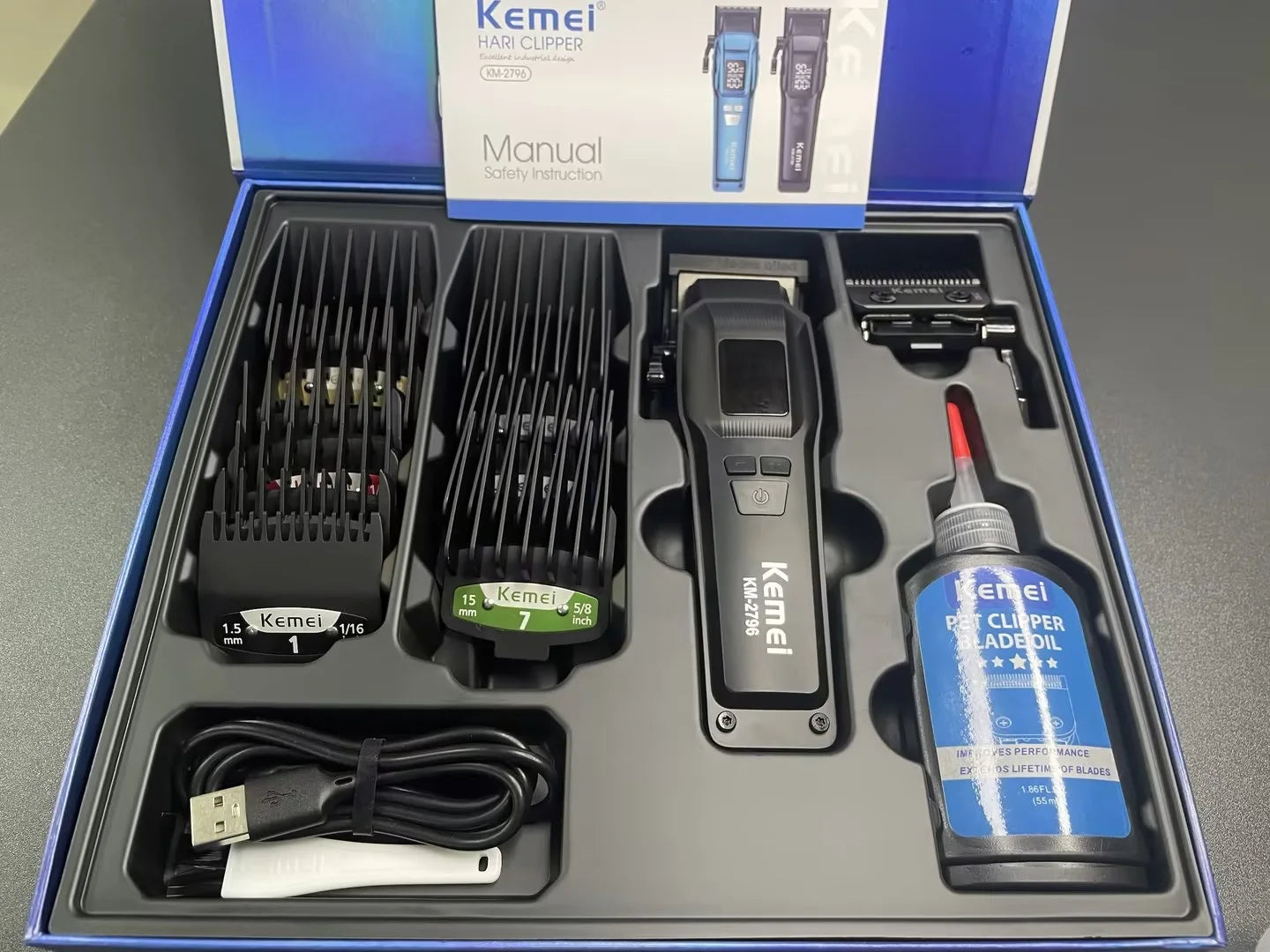 KEMEI Hair Trimmers Clippers Professional Cordless 4600mah Lasting Rechargeable Hair Trimmers Clippers km-2796