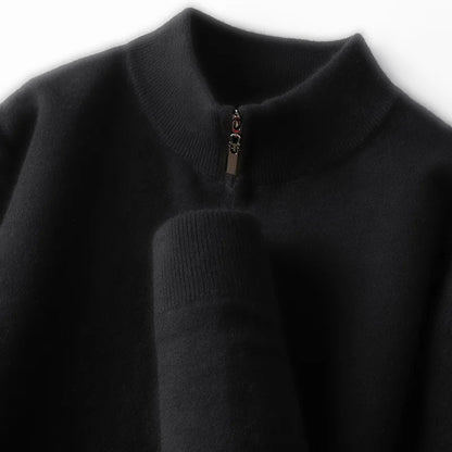 100% Australian Merino Wool Sweater, 350g Thickened High-Neck Zip-Up, Thermal Breathable