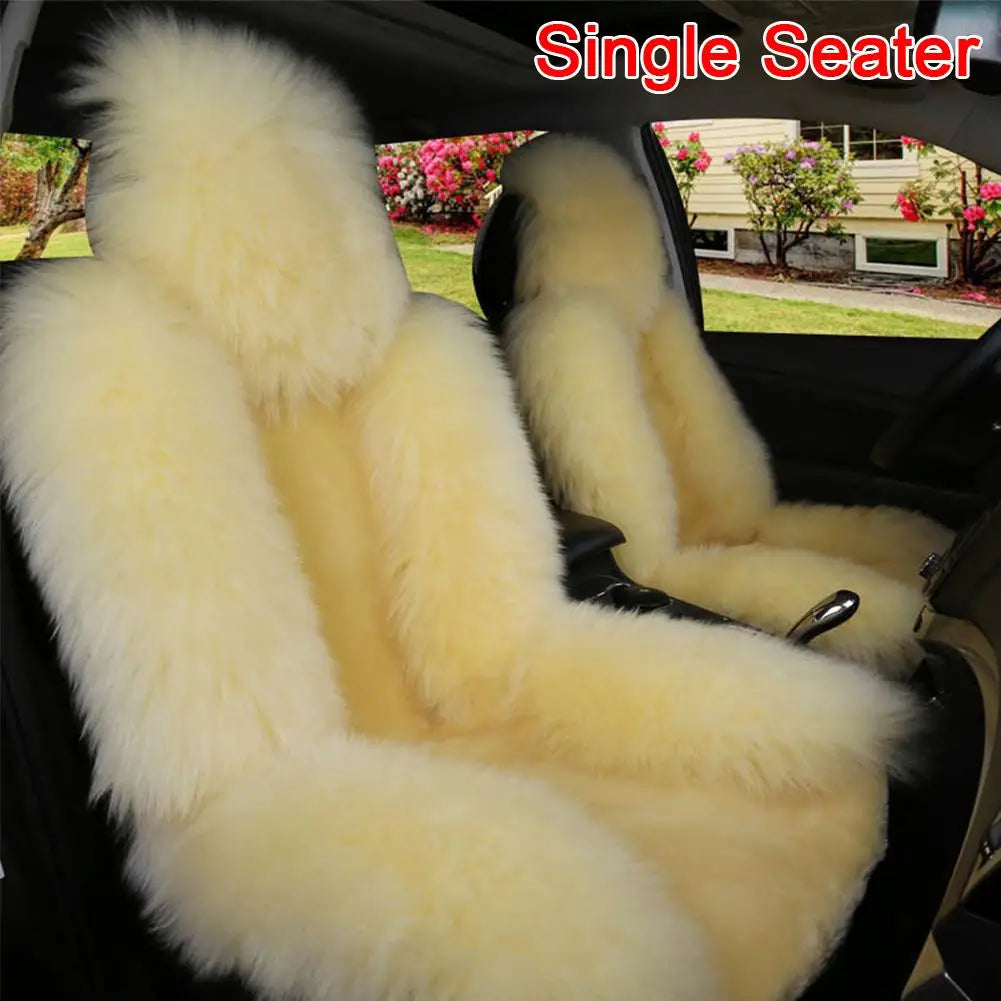 Universal Winter Car Seat Cushions Australian Sheepskin Fur Seat Auto Cover Autumn Warm Winter Interior Accessories K6X4