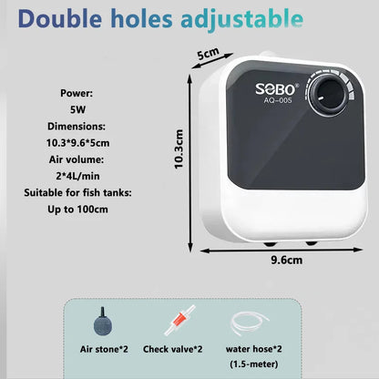 SOBO Aquarium Oxygen Air Pump Fish Tank Adjustable Air Volume High Power Oxygenator Air Compressor Aerator 220v