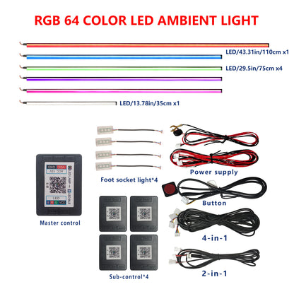 FOR YOUR CAR 6/18 in 1 Acrylic Car Ambient Light RGB 213 Color Symphony Acrylic APP Streamer Atmosphere Lamp Kit Sunroof light