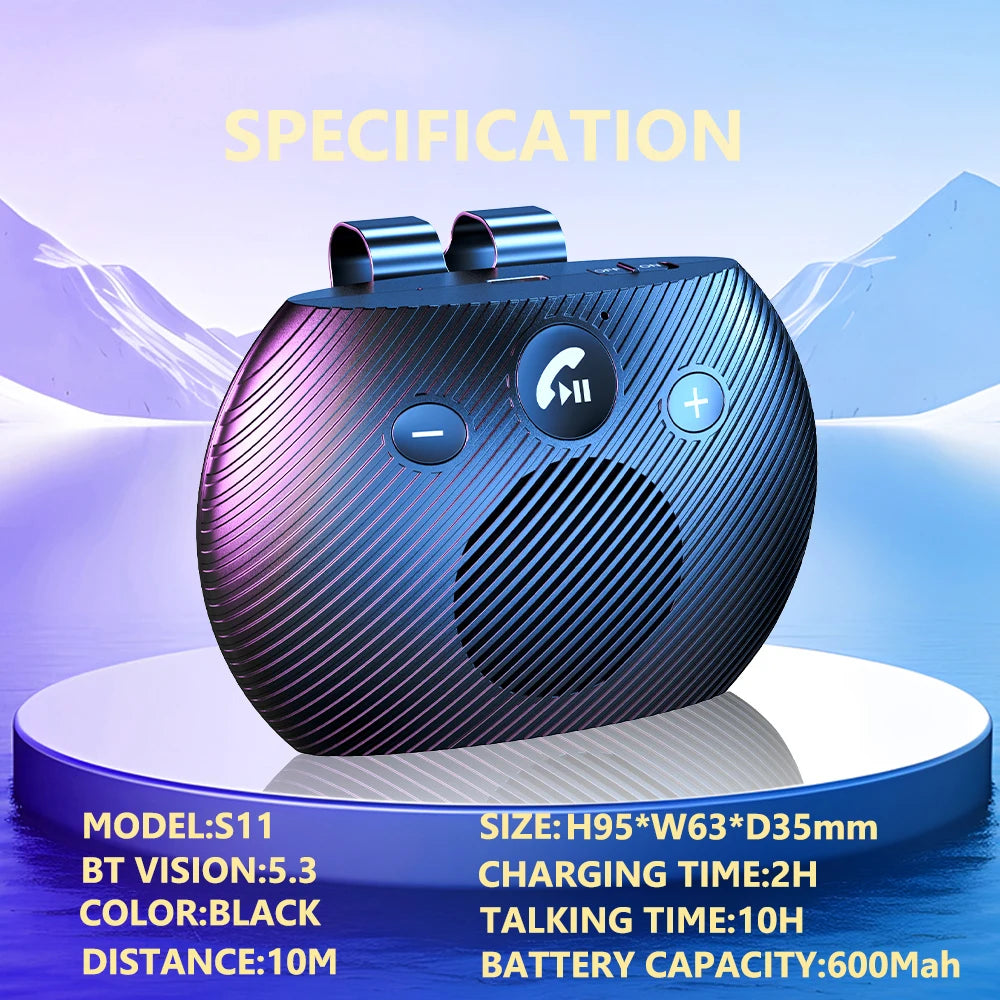 Bluetooth 5.3 Speakerphone Bluetooth-compatible Handsfree Car Kit Wireless Stereo Mp3 Music Player Car Handsfree Sun Visor Clip
