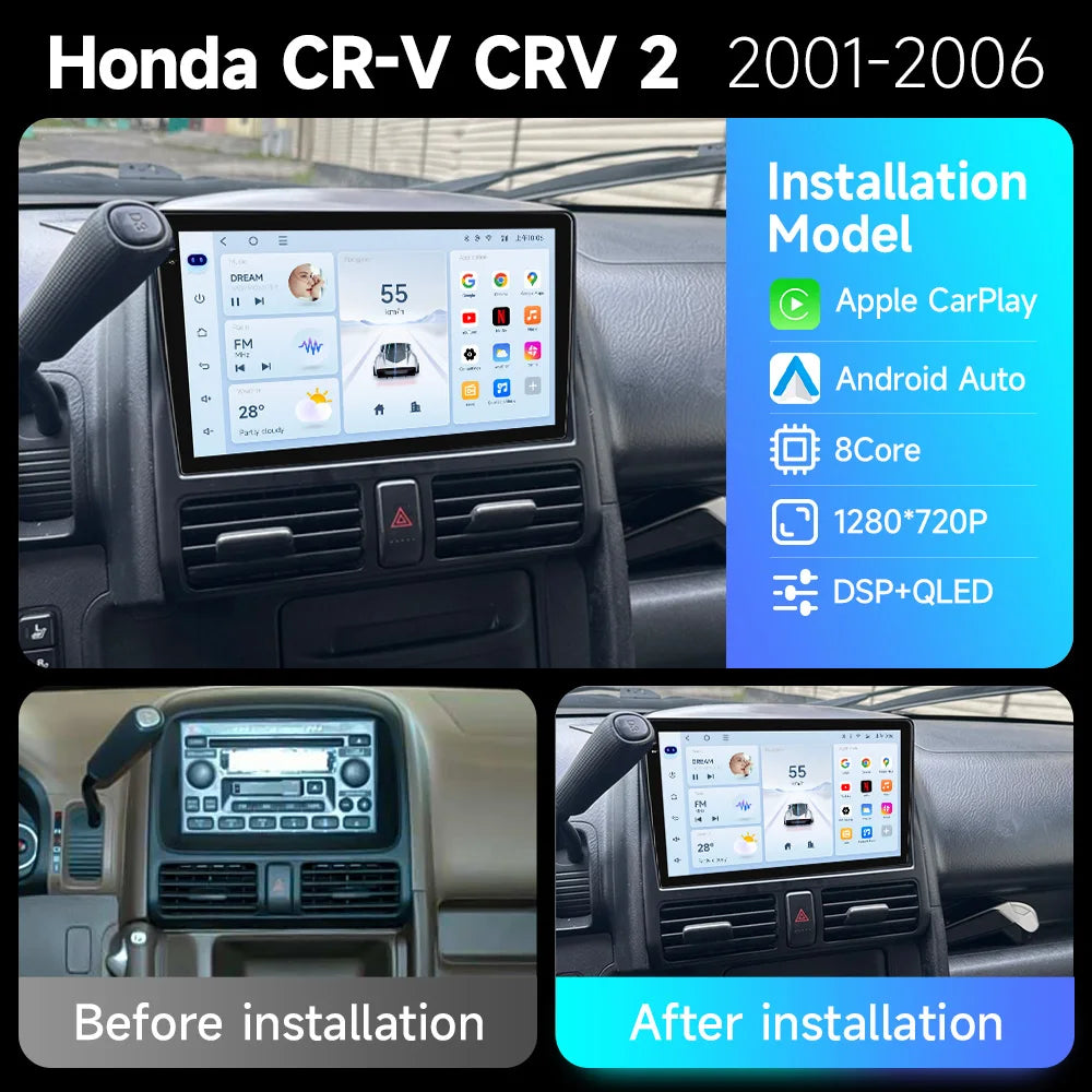 2din Car Radio For Honda CR-V CRV 2001 2002 2003 2004 2005 2006 Automotive Multimedia Video Player Navigation GPS Carplay Radio