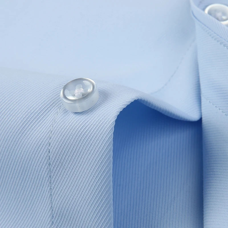 2025 Men's Striped Shirt Long Sleeve Business Office Casual Workwear Comfort Fit Classic Solid Shirts Spring Fall Tops For Male