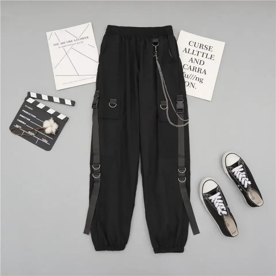 2 Two Piece Sets Outifits For Women New Suit Female Student Korean Loose Long Sleeve Shirt + High Waist Cargo Pants Joggers