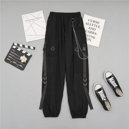 2 Two Piece Sets Outifits For Women New Suit Female Student Korean Loose Long Sleeve Shirt + High Waist Cargo Pants Joggers