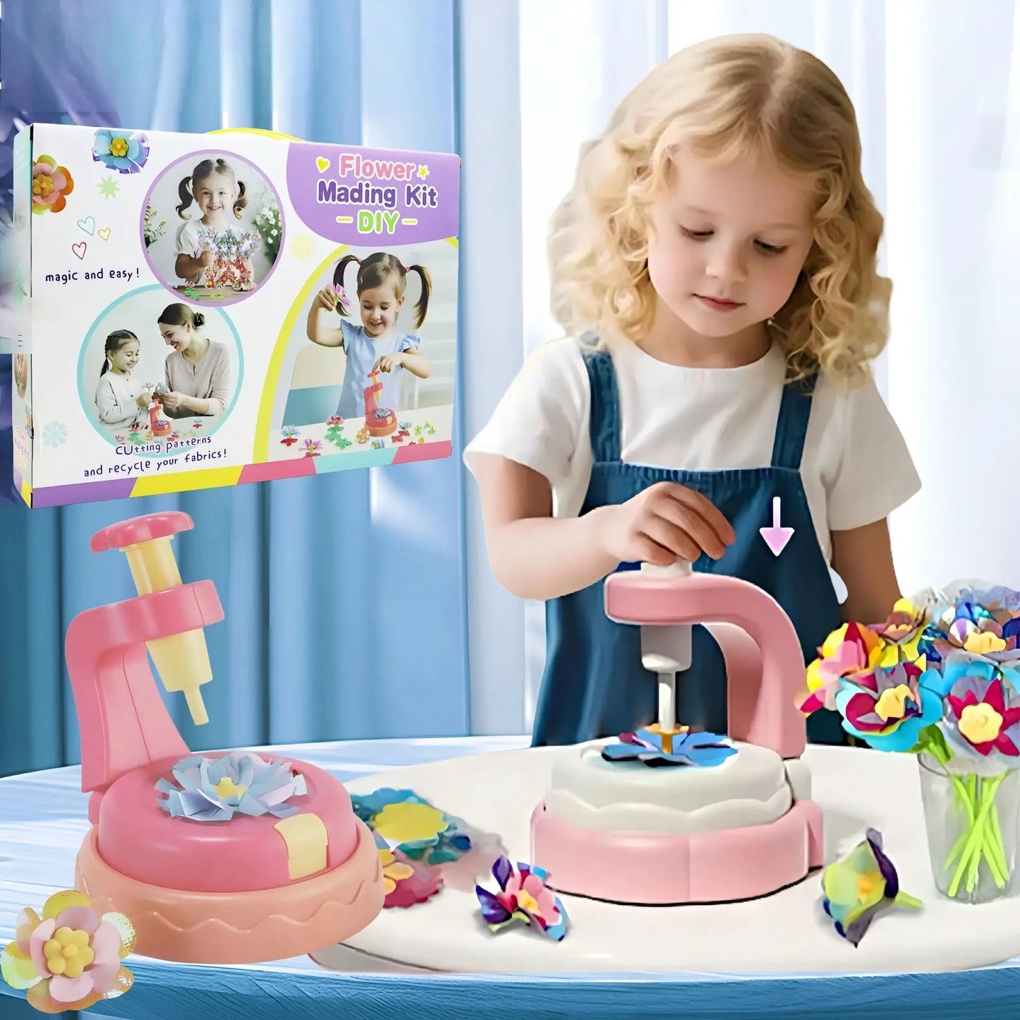 Flower Bouquets Toys Handmade DIY Craft Kits Toys Embossing Machine Toys Parent Child Interactive Puzzle Toy Xmas Girls Gifts