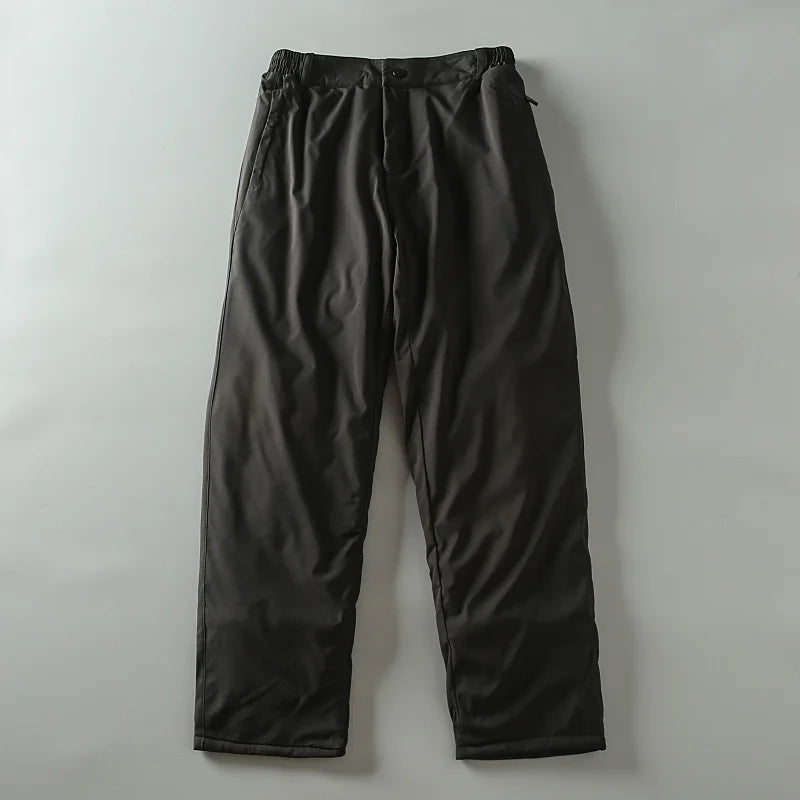 Thickened Graphene Fleece Cotton Straight Leg Casual Pants Men's Winter Warm Windproof Knee-Pad Padded Long Trousers