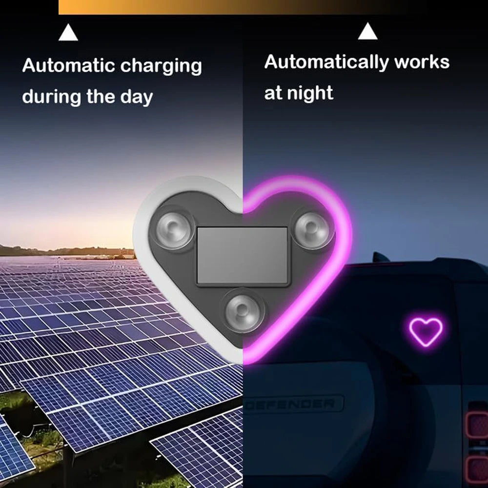 Car Solar Triangle Window Heart-Shaped Light Emitting Heart-Shaped Atmosphere Light Interior Wiring Free Led Atmosphere Ligh