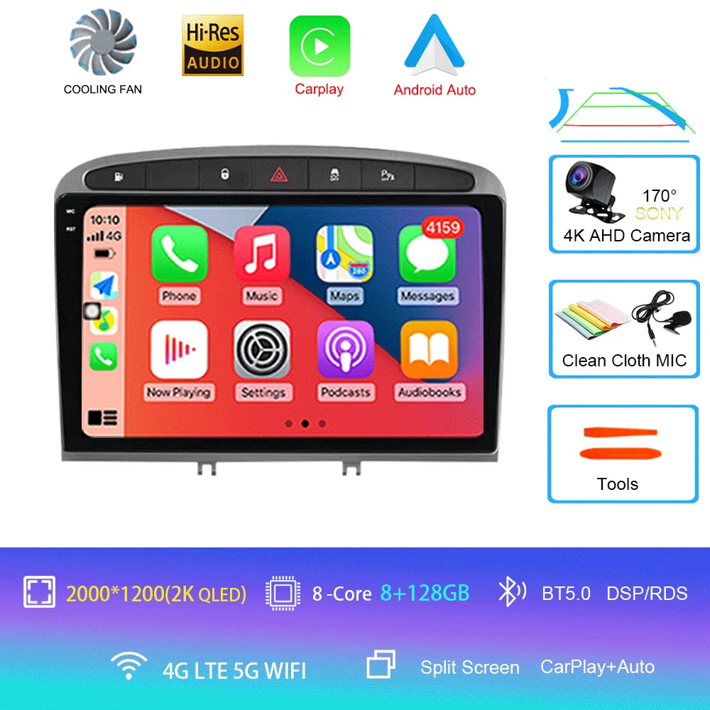 Android 16 Car Radio for Peugeot RCZ 308 SW 2007-2015 408 2012-2020 2DIN Multimedia Navigation GPS Carplay Auto Head Unit WIFI