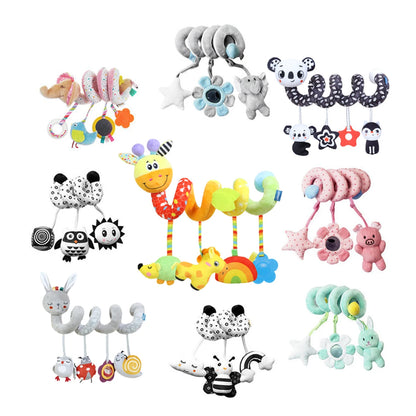 Sensory Baby Plush Rattle Toys Stroller Musical Mobile Hanging Toys Baby Rattles Mobiles Babies Newborns Games Toy 0 6 12 Months