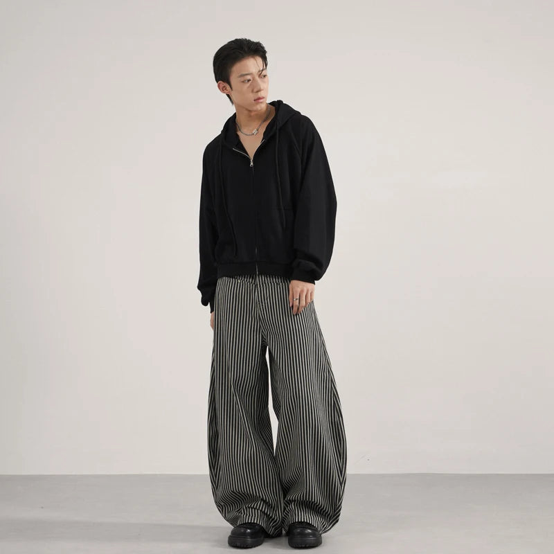 Unisex Black White Stripe Baggy Pants Wide Leg Loose Fit Contrast Color Casual Streetwear Hip Hop Y2K Trousers Men Women Fashion