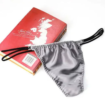 Men's thong, silk low waisted men's underwear, personalized fashion trend, mulberry silk elastic triangle pants, sexy double
